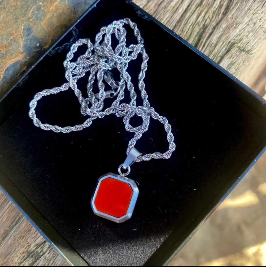 Red & Silver Enamel Pendant