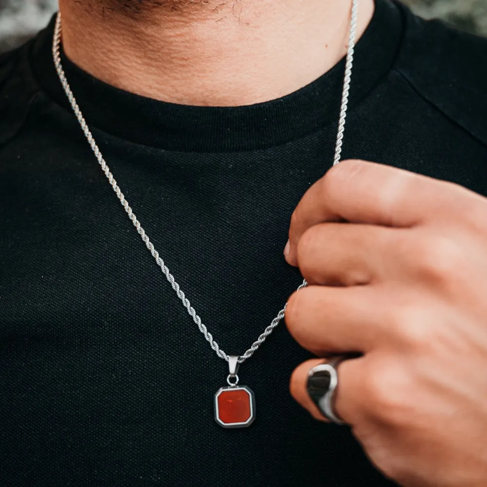 Red & Silver Enamel Pendant