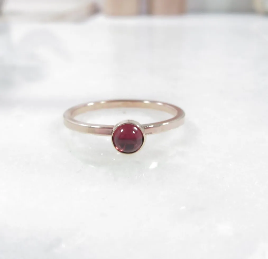 Rings Garnet Gemstone 1mm Wide Choose Your Metal, Size and Texture