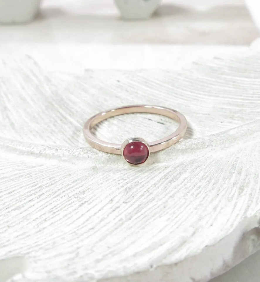 Rings Garnet Gemstone 1mm Wide Choose Your Metal, Size and Texture