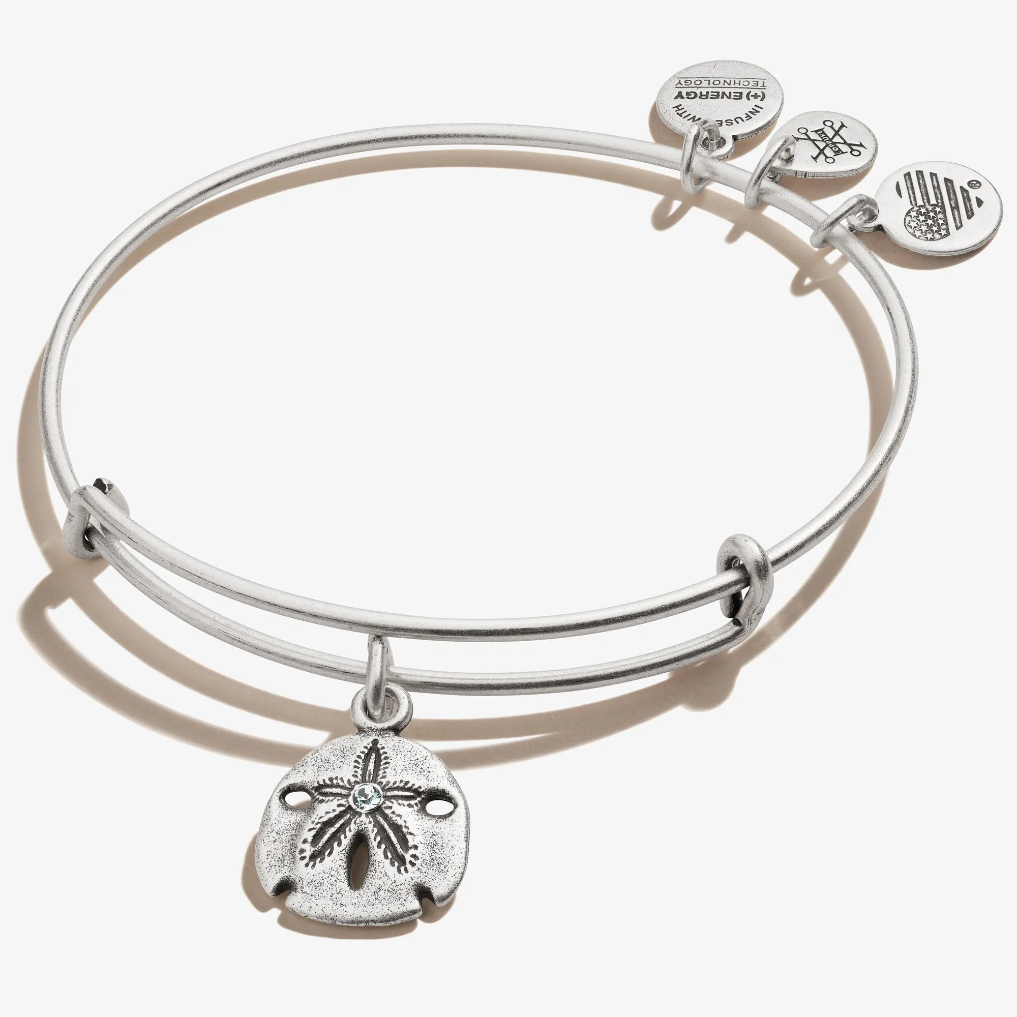 Sand Dollar Crystal Charm Bangle