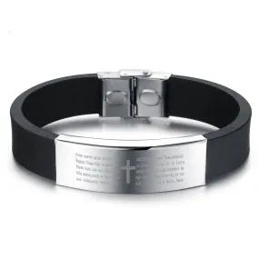 Scripture Pattern Silicone Stainless Steel Bracelets