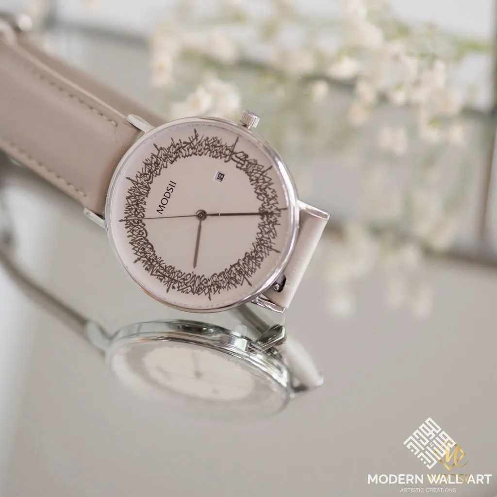 Series II Gray Leather Ayatul Kursi Watch