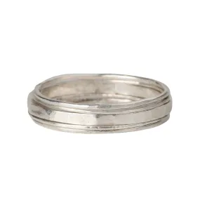 Set of 5 Sterling Silver Hammered Stacking Rings with Varying Thickness