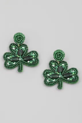 Shamrock Beaded Drop Earrings