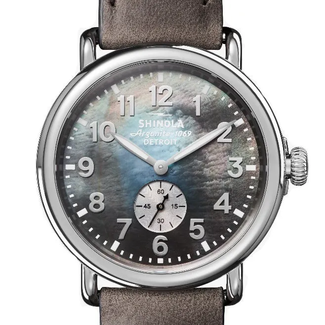 Shinola Runwell 41MM Luxury Watch with Grey Mother of Pearl Dial - Model S0120109243