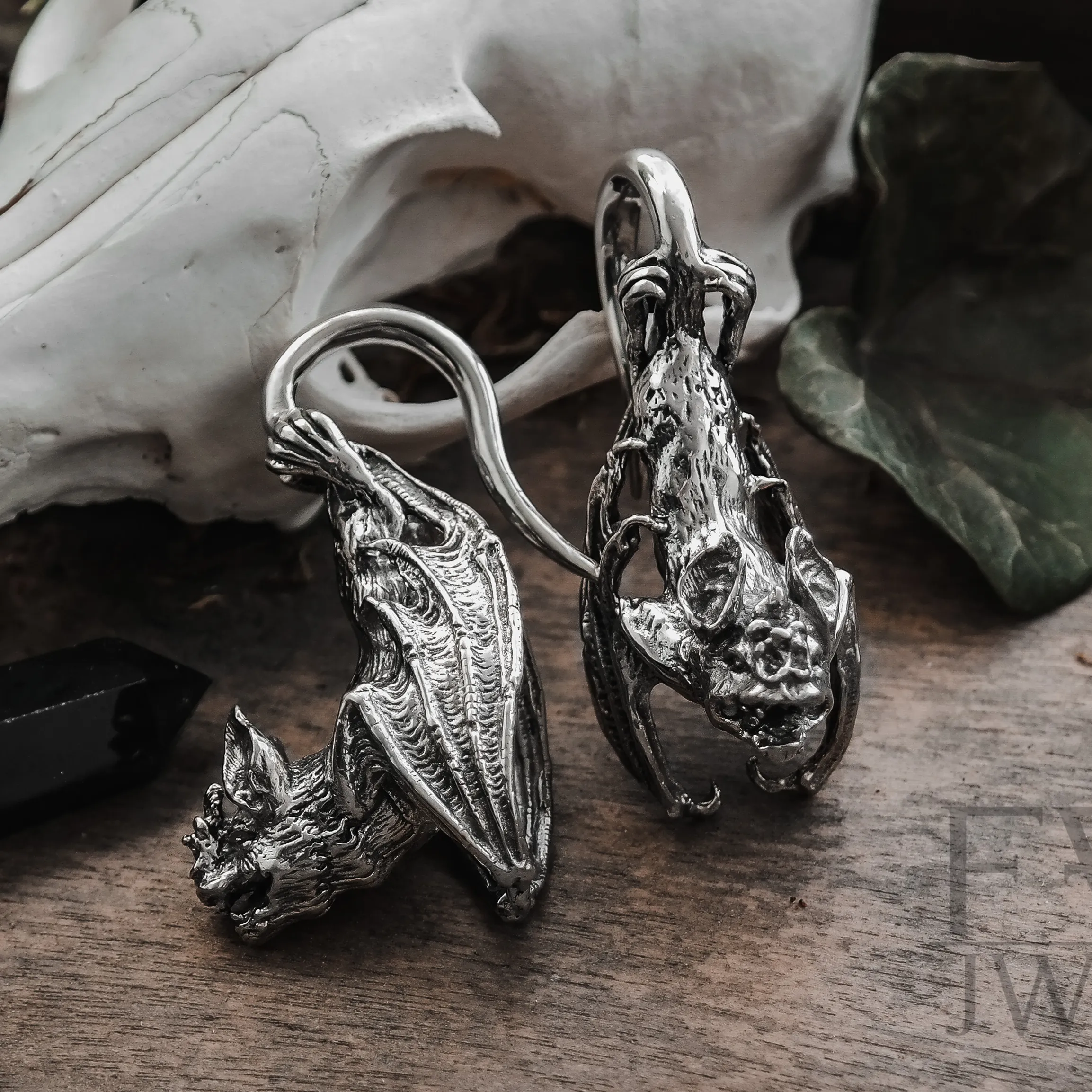 Silver Hanging Bat Ear Weights