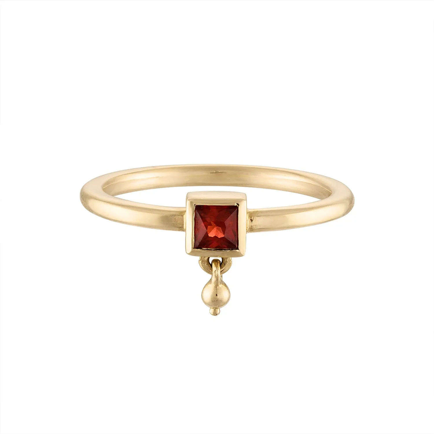 Square Drop Garnet Ring