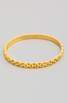 Stainless Steel Bangle Bracelet in Gold