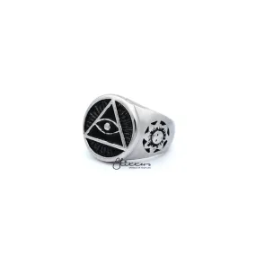 Stainless Steel Circle All Seeing Eye/Eye of Providence Casting Men's Rings