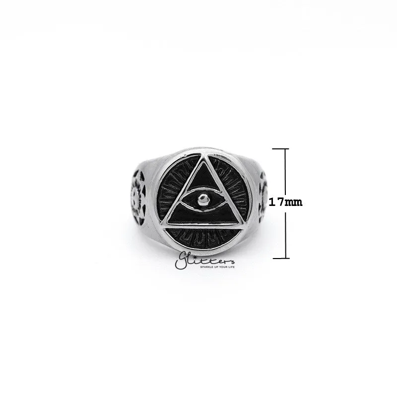 Stainless Steel Circle All Seeing Eye/Eye of Providence Casting Men's Rings