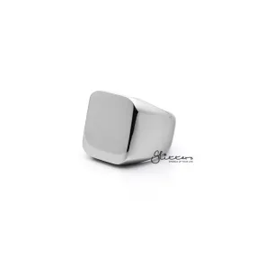 Stainless Steel High Polished Square Shape Men's Rings - Silver