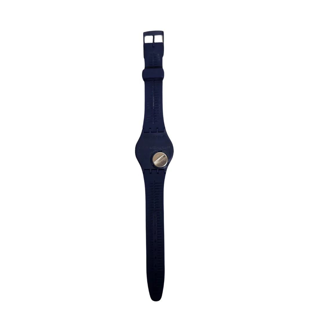 Swatch Navy & Black Round Dial Textured Rubber Strap Watch  | Gently Used |