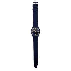 Swatch Navy & Black Round Dial Textured Rubber Strap Watch  | Gently Used |