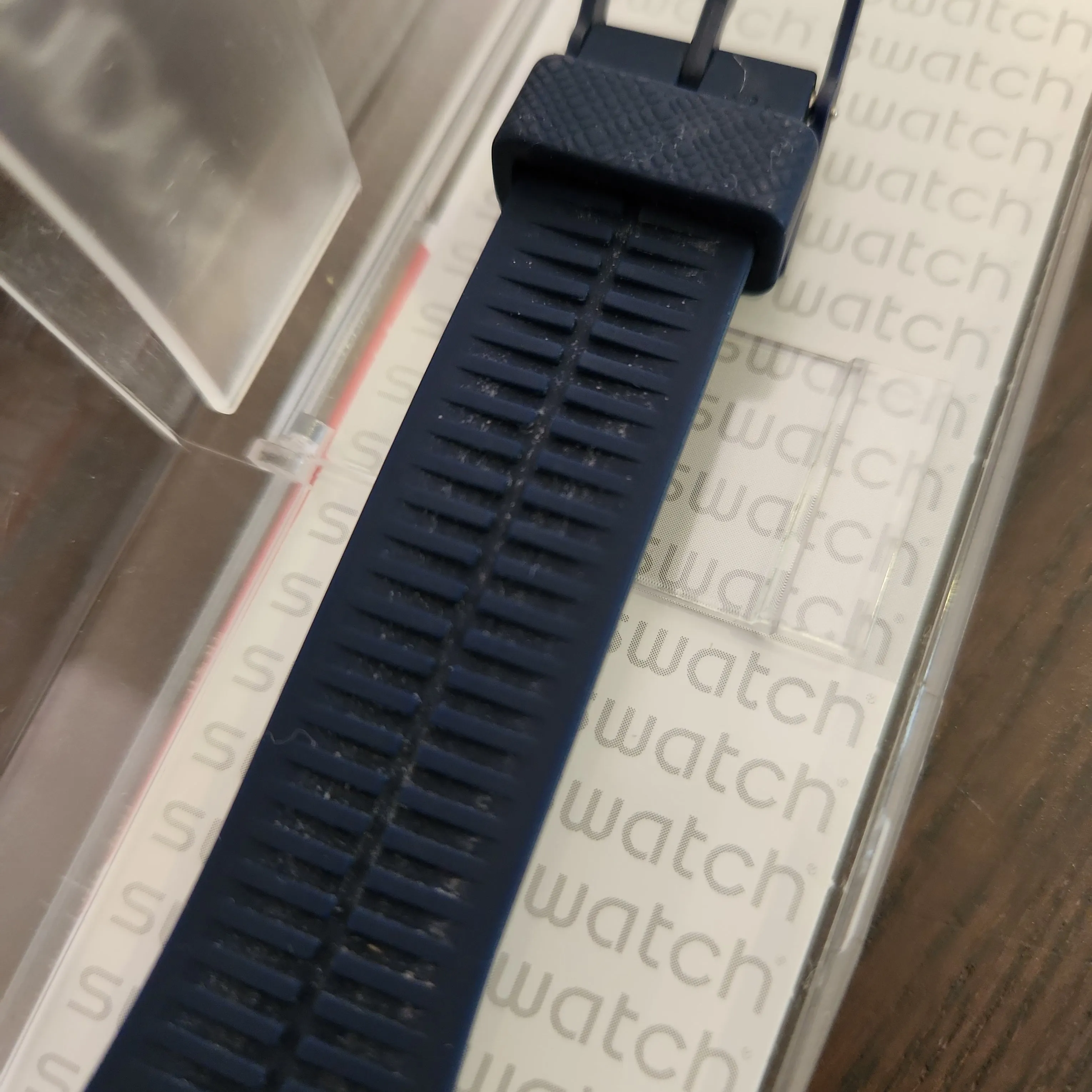 Swatch Navy & Black Round Dial Textured Rubber Strap Watch  | Gently Used |