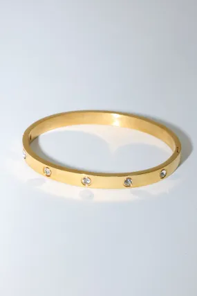 Thick Gold Toned and Crystal Bangle