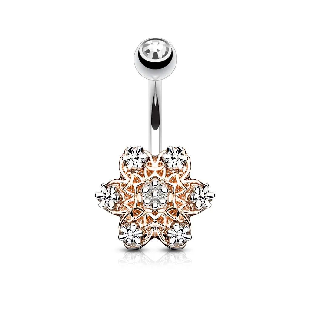 Two Tone Flower with Distinguishing Petals 316L Surgical Steel WildKlass Belly Button Navel Rings