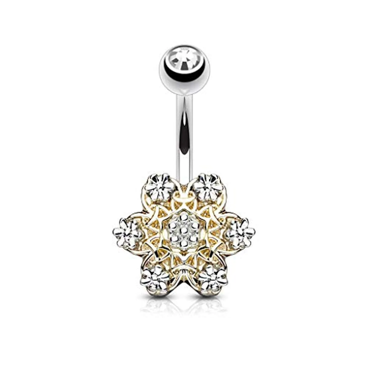 Two Tone Flower with Distinguishing Petals 316L Surgical Steel WildKlass Belly Button Navel Rings