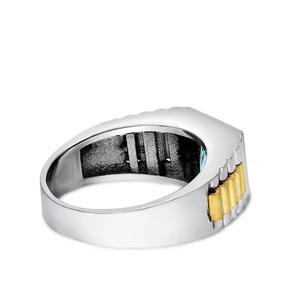 Watch Strap Men's Ring 925 Sterling Silver Pinky Gem Band