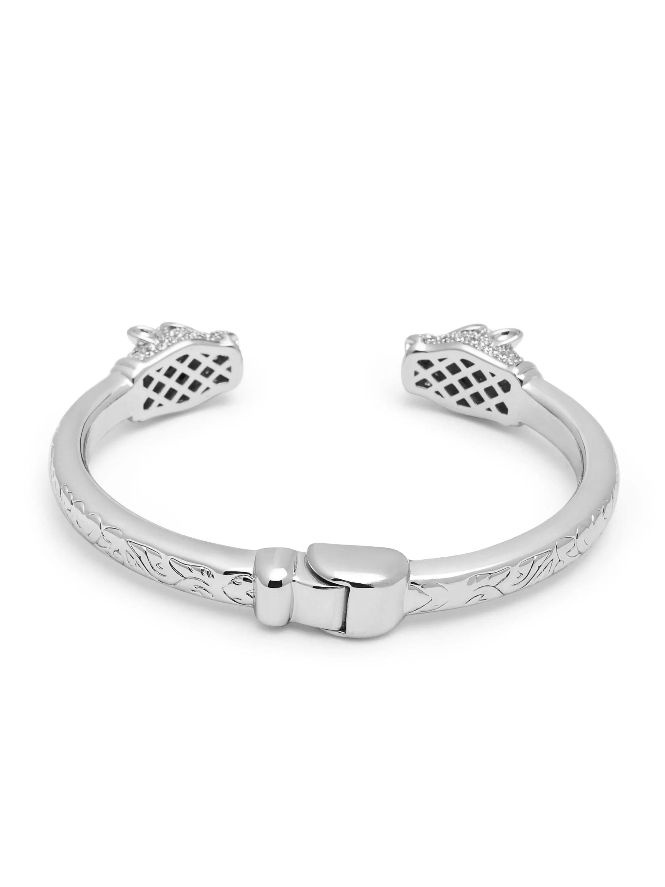 Women's CZ Panther Bangle in Silver