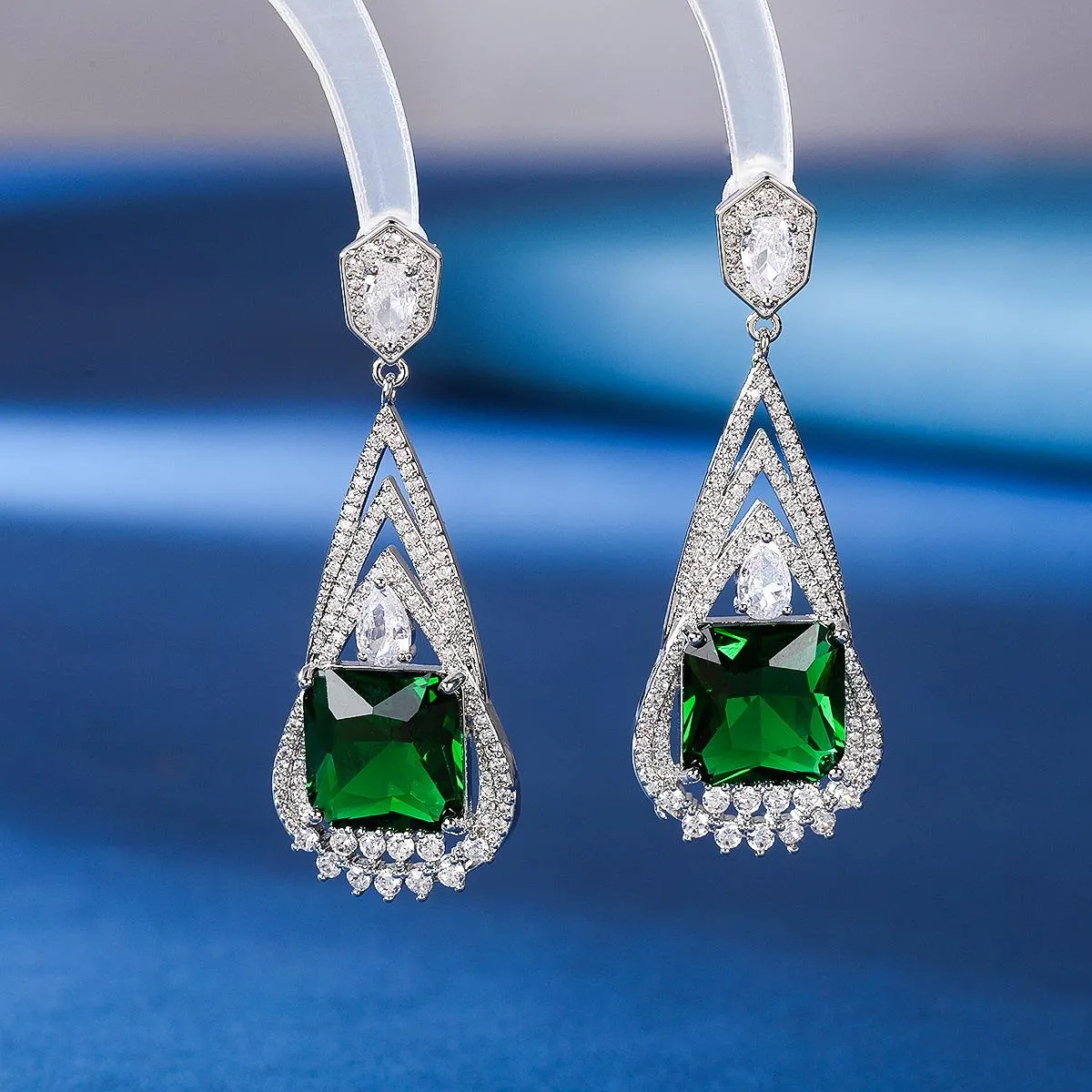 Women's Earrings Square Zirconia Diamond Dangle Earrings