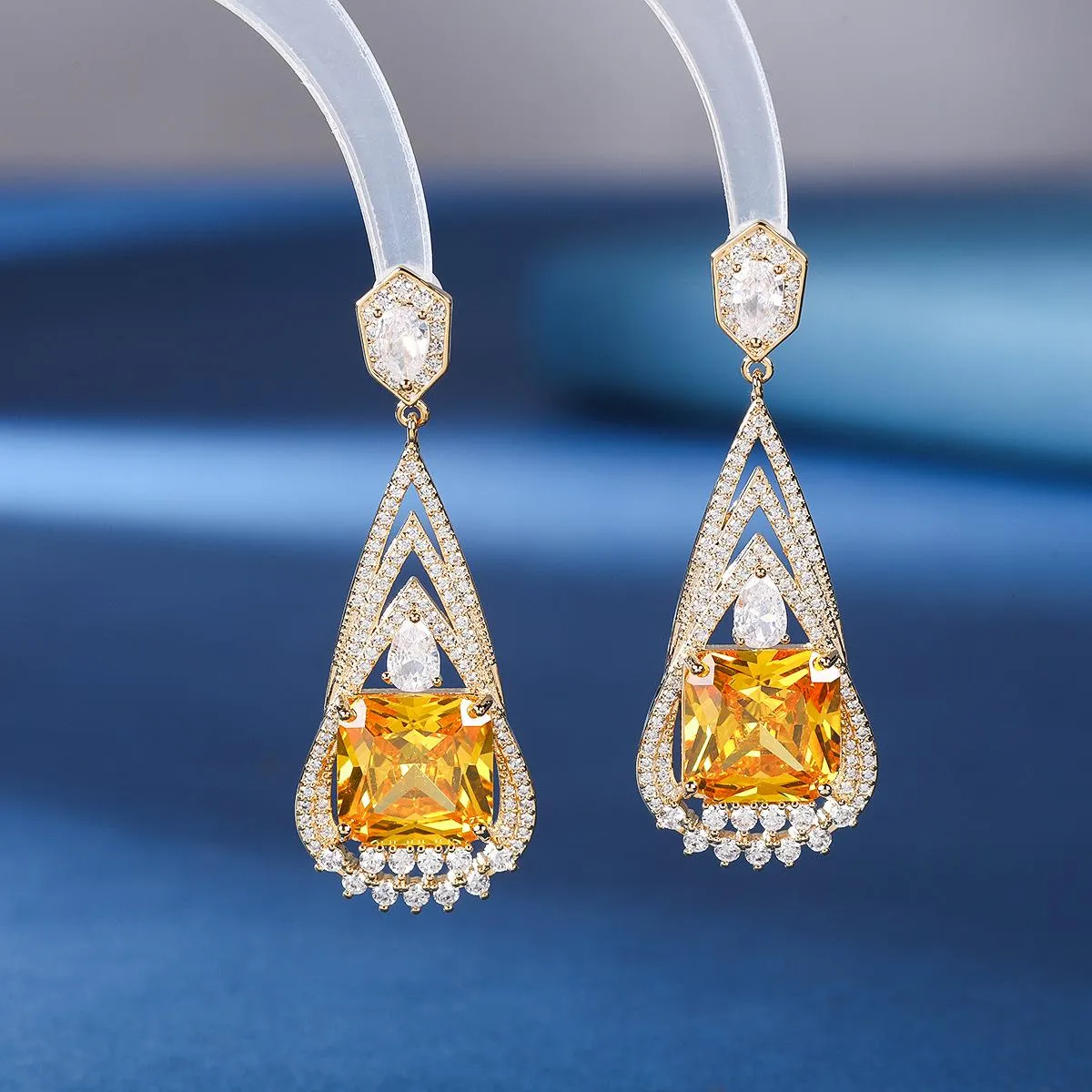 Women's Earrings Square Zirconia Diamond Dangle Earrings