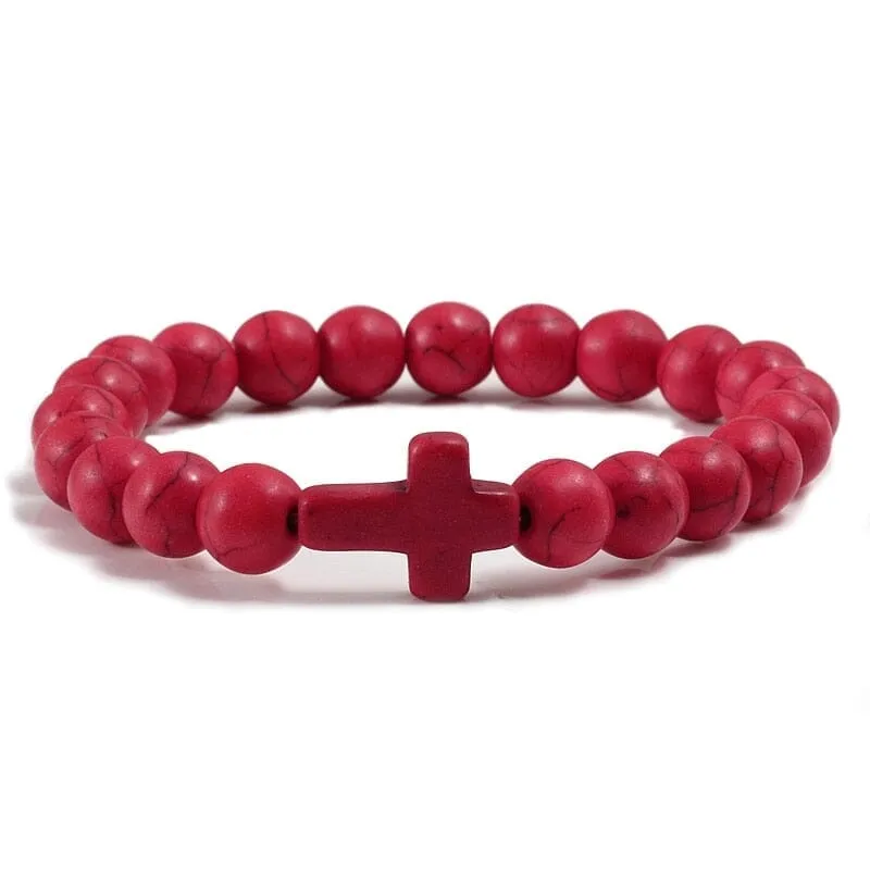 WWJD Cross Natural Stones Bracelets