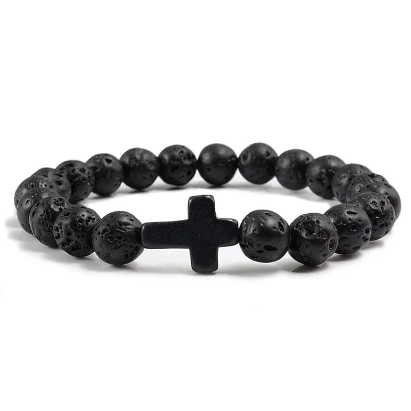 WWJD Cross Natural Stones Bracelets