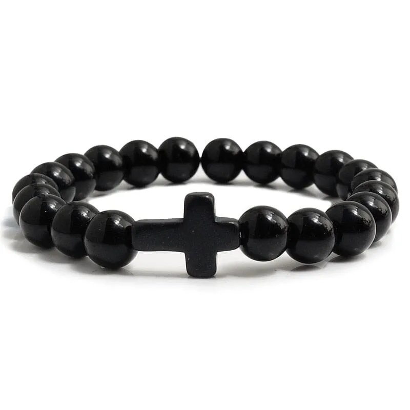 WWJD Cross Natural Stones Bracelets