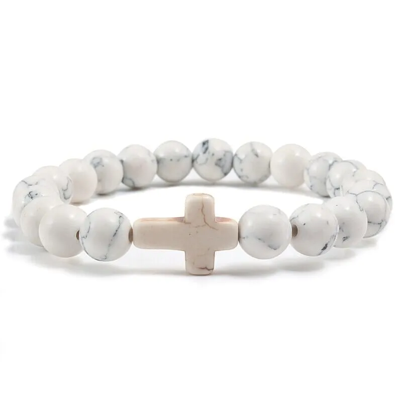 WWJD Cross Natural Stones Bracelets