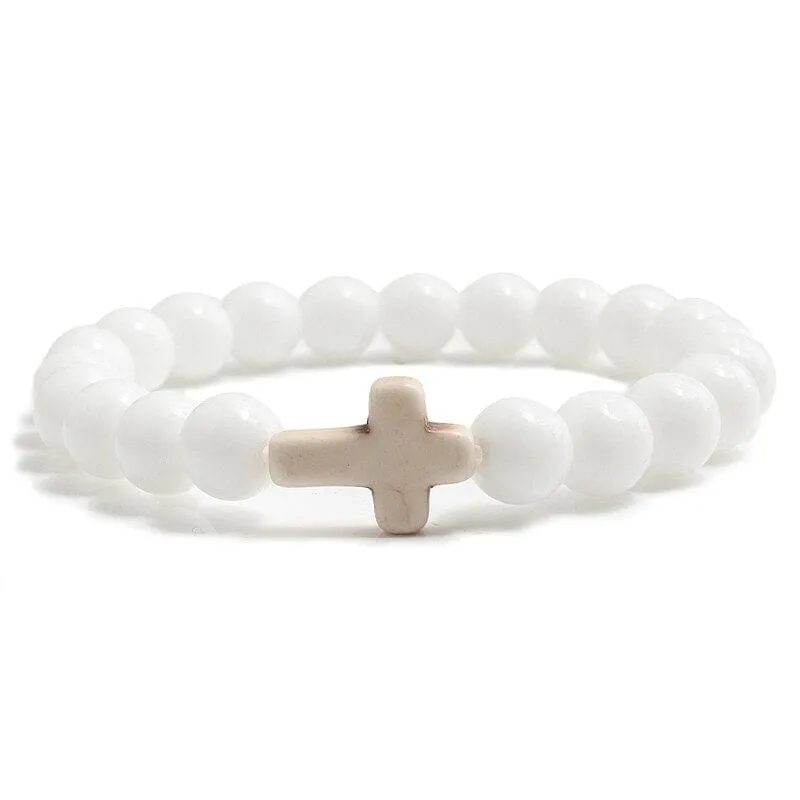 WWJD Cross Natural Stones Bracelets