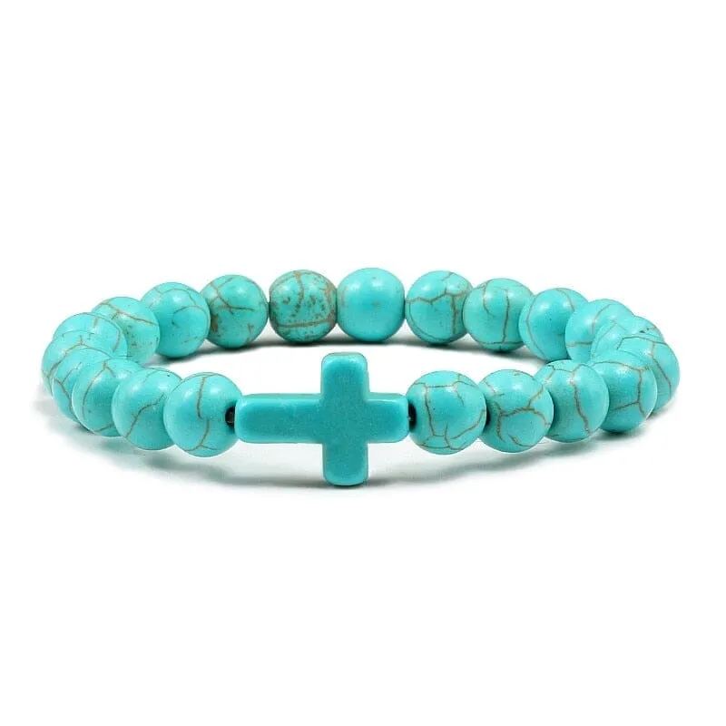 WWJD Cross Natural Stones Bracelets