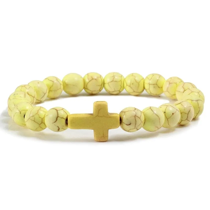 WWJD Cross Natural Stones Bracelets