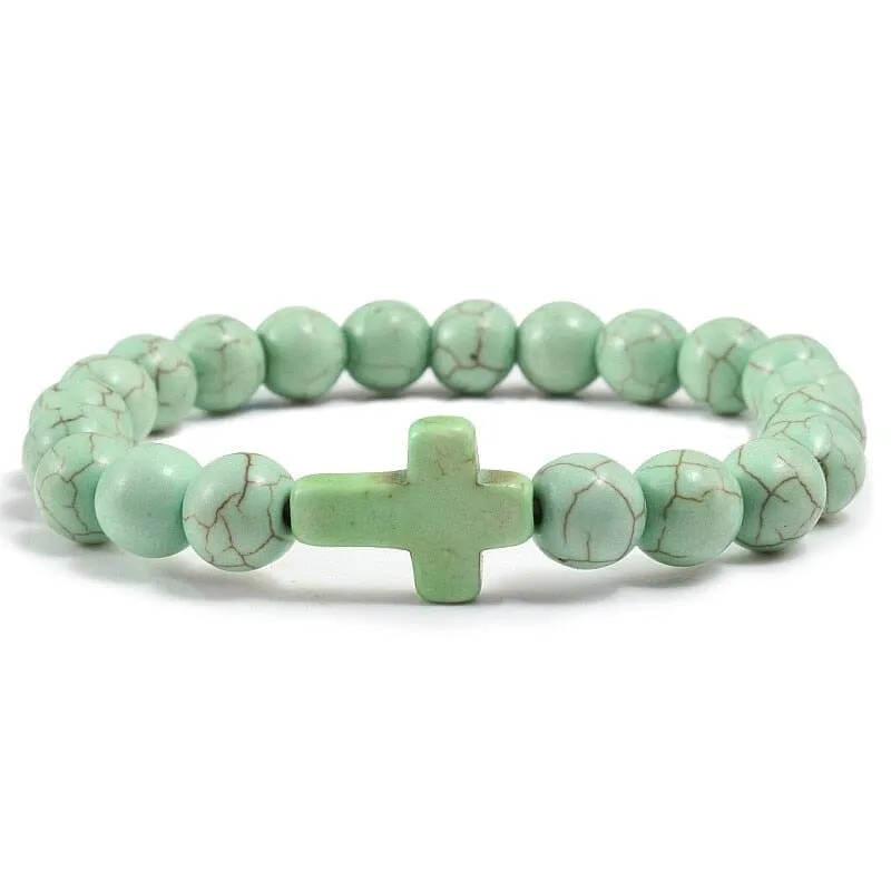 WWJD Cross Natural Stones Bracelets