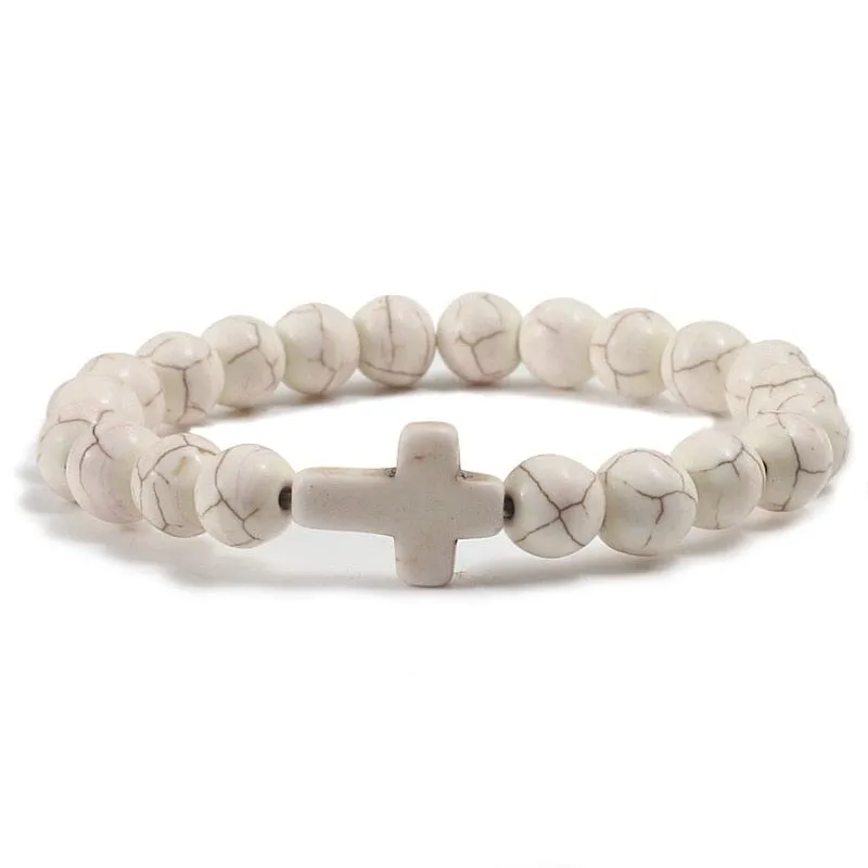 WWJD Cross Natural Stones Bracelets