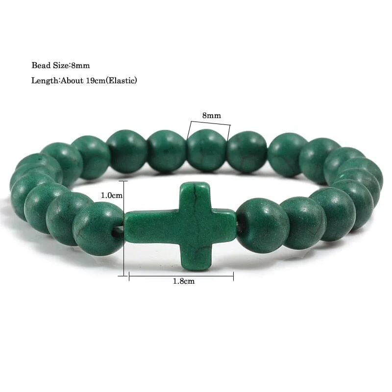 WWJD Cross Natural Stones Bracelets