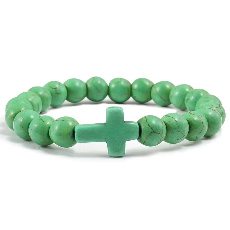 WWJD Cross Natural Stones Bracelets