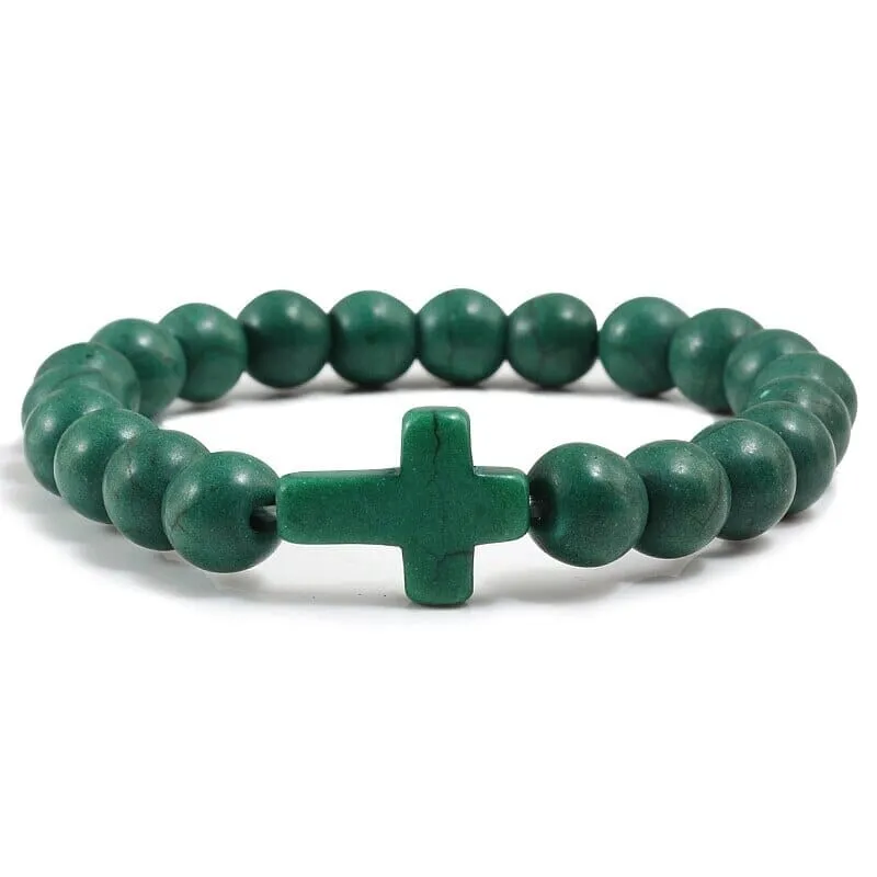 WWJD Cross Natural Stones Bracelets