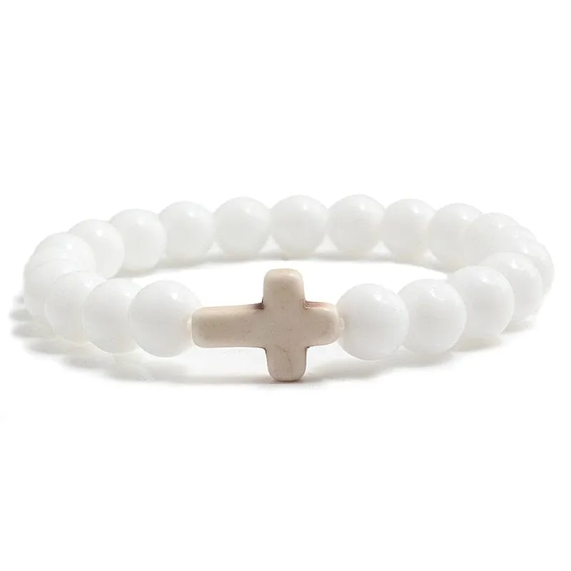 WWJD Cross Natural Stones Bracelets