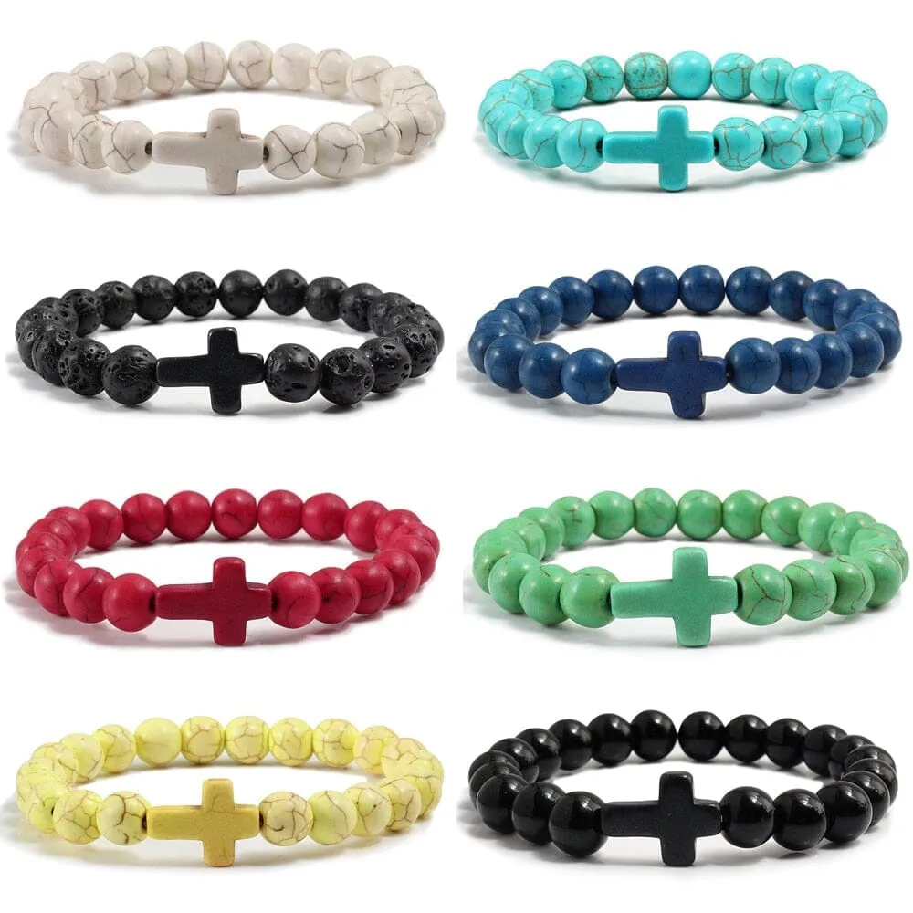 WWJD Cross Natural Stones Bracelets