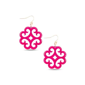 Zenzi Circular Swirl Earrings Hot Pink